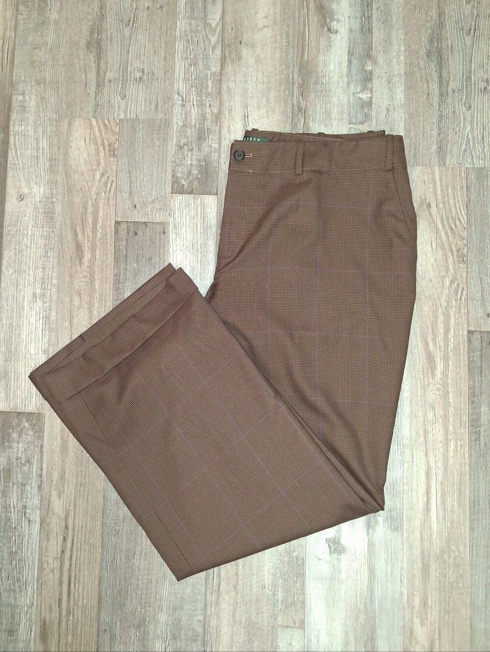 LAUREN RALPH LAUREN SANDERSON PLAID DRESS PANTS SZ 16W